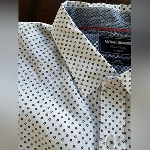 Michael Brandon Black and White Geometric Men's Shirt